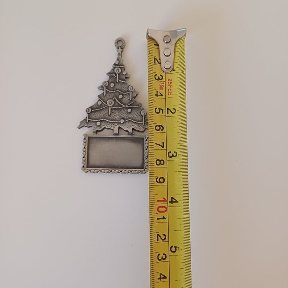 Solid Pewter Christmas Tree Ornament 3 1/4” tall - Picture 4 of 5